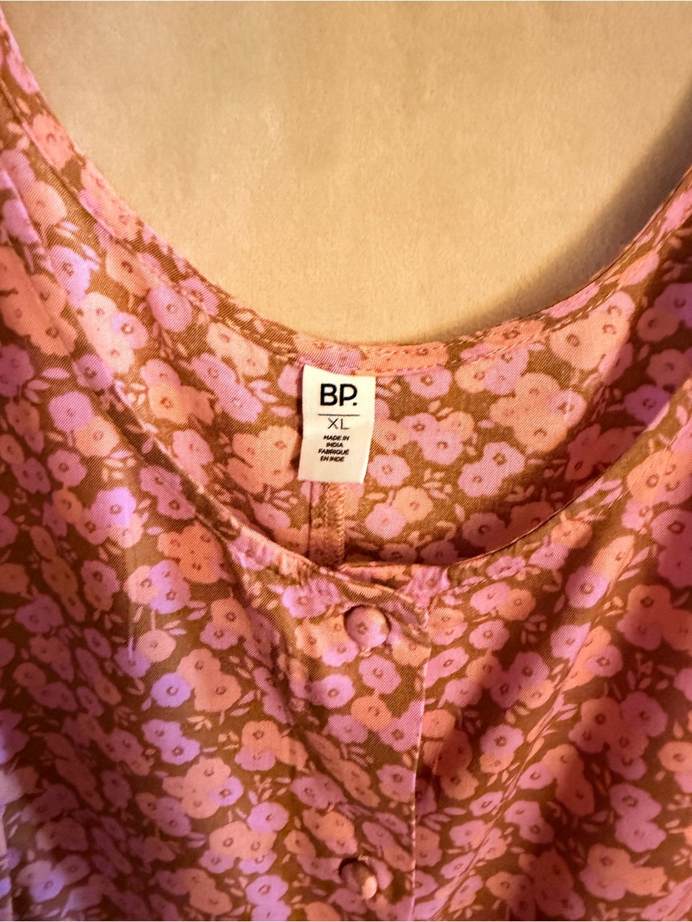 bp Pink Floral Button-Front Slip Dress - Picture 3 of 4